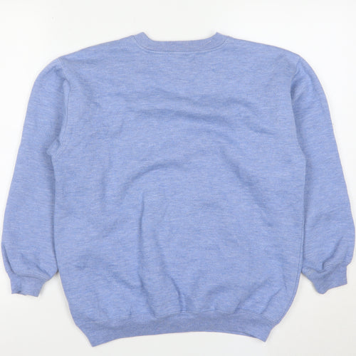 Jennifer Moore Petites Womens Blue Small Pullover Sweatshirt Cotton Blend
