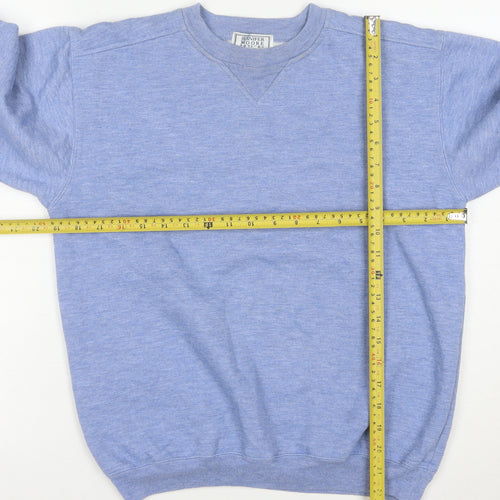 Jennifer Moore Petites Womens Blue Small Pullover Sweatshirt Cotton Blend