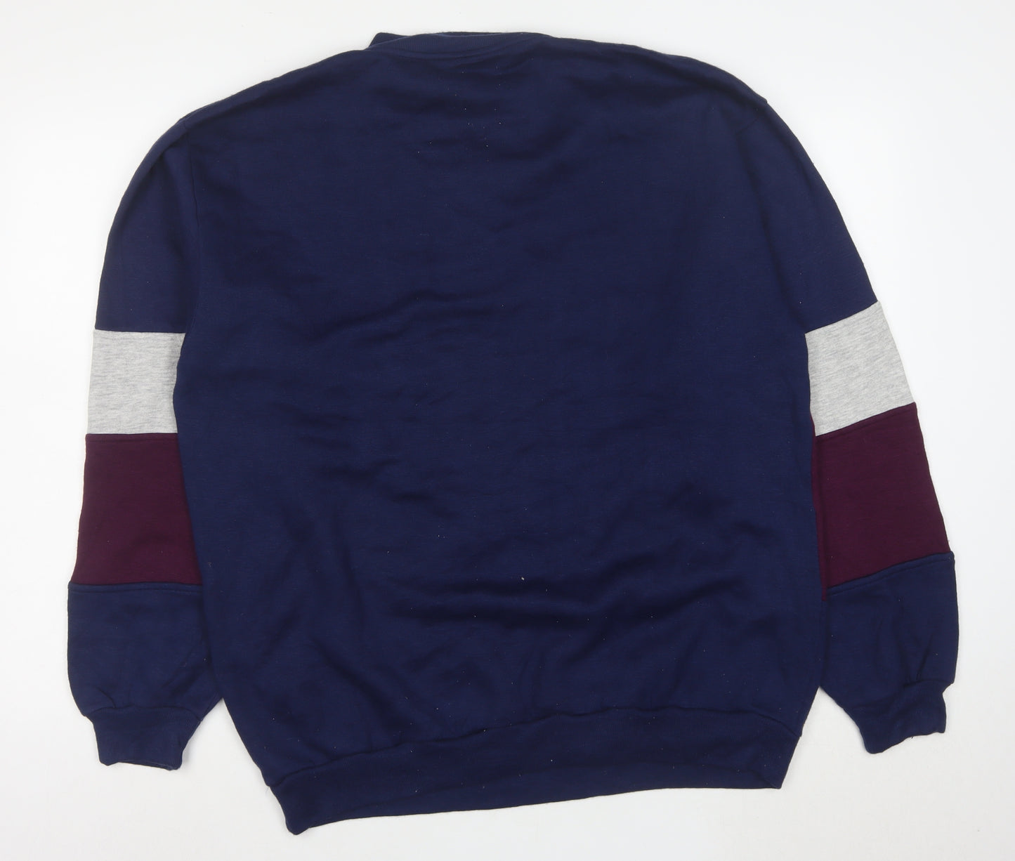 Spalding Men’s Blue Henley Sweatshirt L Colour Block Sports Style