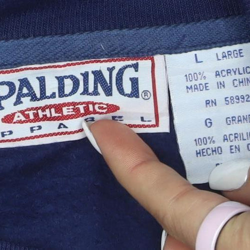 Spalding Men’s Blue Henley Sweatshirt L Colour Block Sports Style