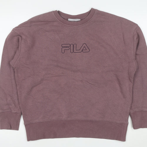 FILA Womens Mauve Sweatshirt UK L Cotton Blend Pullover Crew Neck