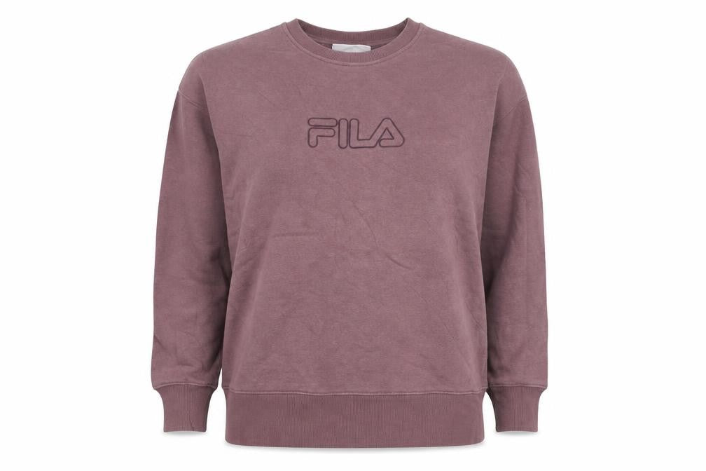 Front view of Fila women’s mauve sweatshirt uk l cotton blend pullover crew neck