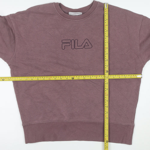 FILA Womens Mauve Sweatshirt UK L Cotton Blend Pullover Crew Neck