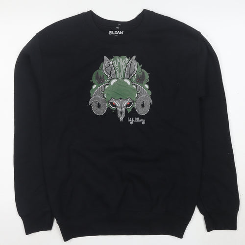 Gildan Women's Black S Pullover Sweatshirt with Graphic Design