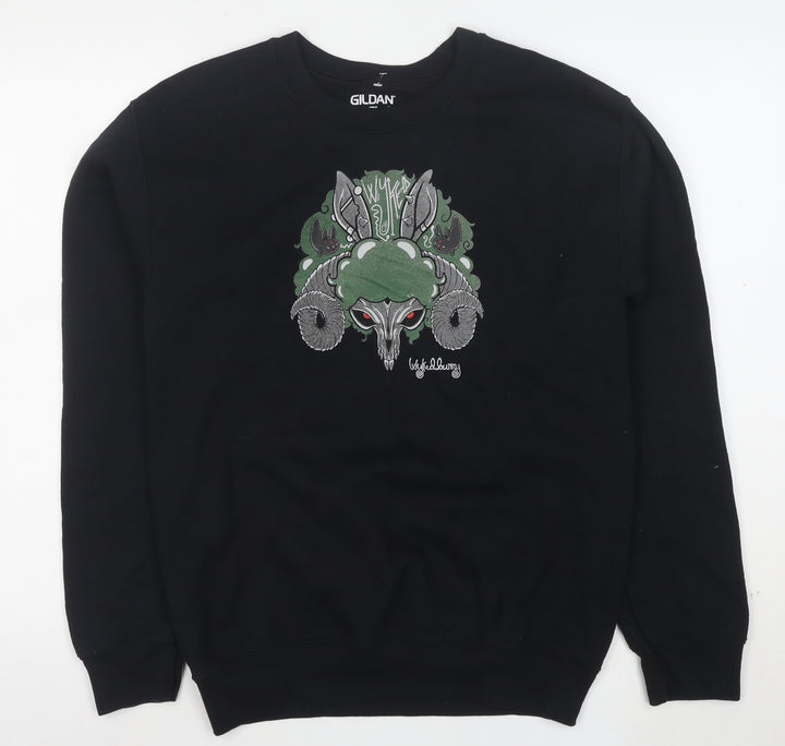 Gildan Women's Black S Pullover Sweatshirt with Graphic Design