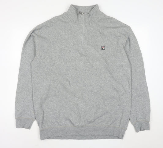 FILA Mens Grey XL 1/4 Zip High Neck Sweatshirt