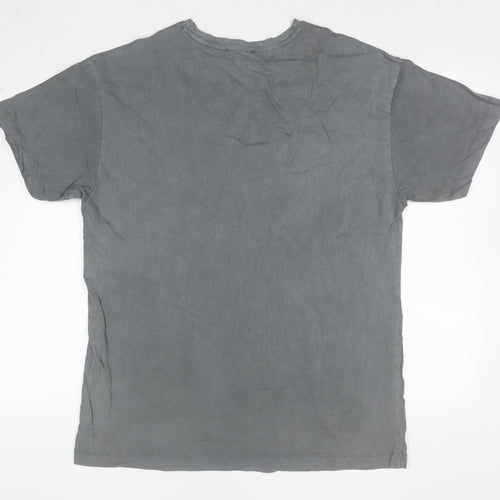 New Look Women's Grey Studded Cotton T-Shirt UK 12 Short Sleeve