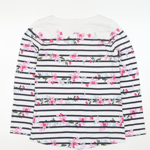 Joules Womens White Floral Striped Long Sleeve Cotton Top UK 8