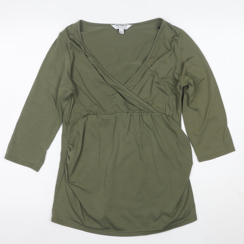 Dorothy Perkins Maternity Khaki Green 3/4 Sleeve Wrap Top UK 10