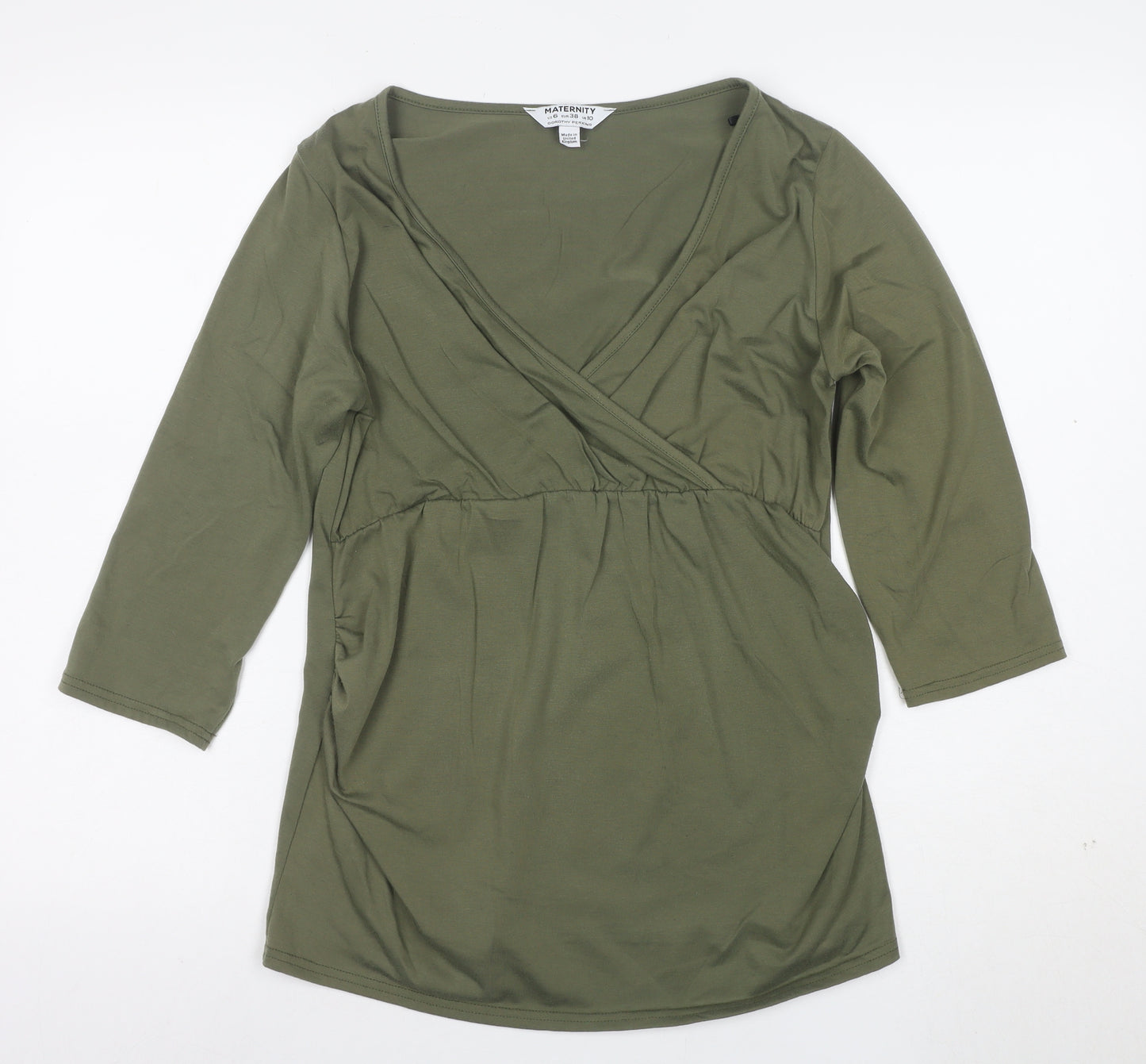 Dorothy Perkins Maternity Khaki Green 3/4 Sleeve Wrap Top UK 10