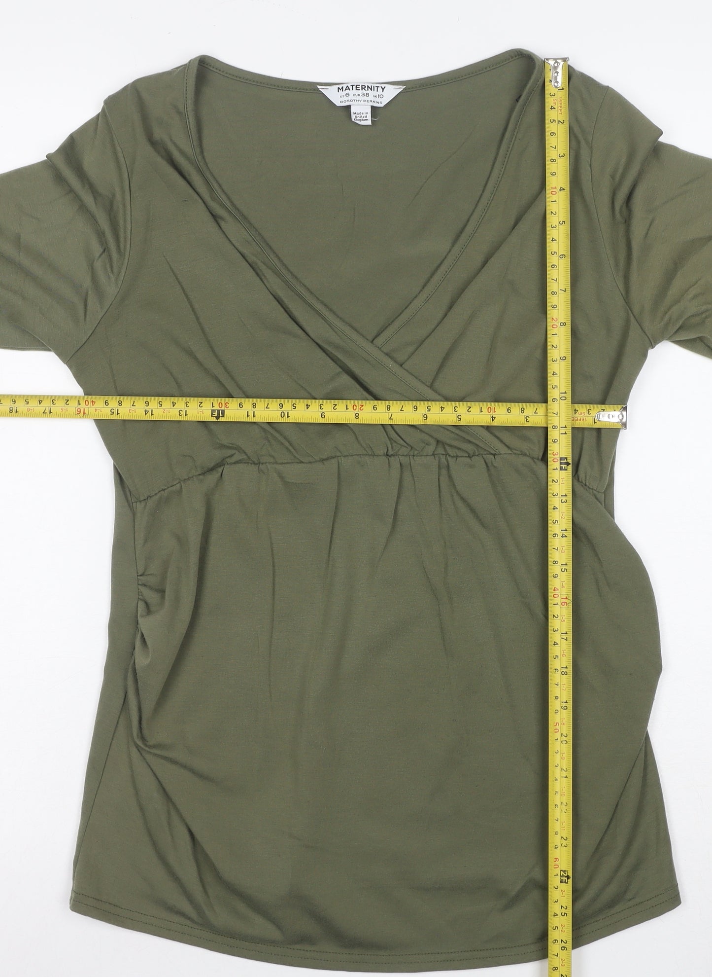 Dorothy Perkins Maternity Khaki Green 3/4 Sleeve Wrap Top UK 10