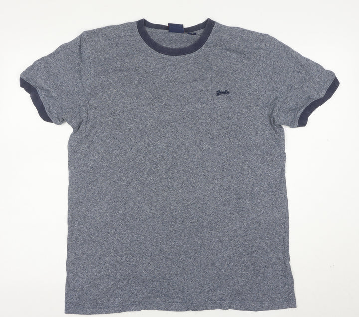 Superdry Men's Blue Crew Neck Short Sleeve T-Shirt Size L
