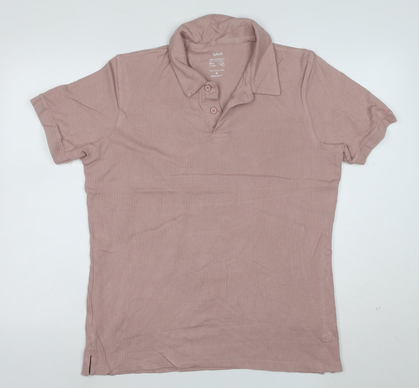 Splash Men's Beige Cotton Polo Shirt Regular Fit Size M