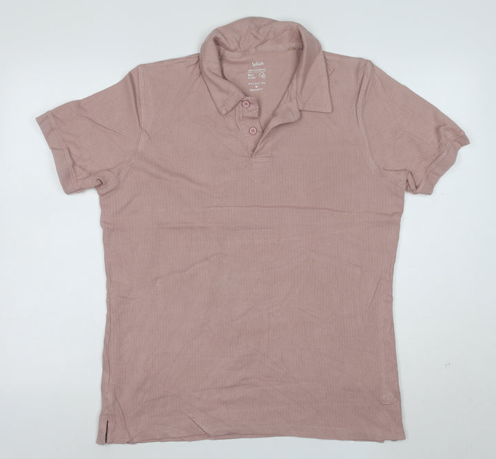 Splash Men's Beige Cotton Polo Shirt Regular Fit Size M
