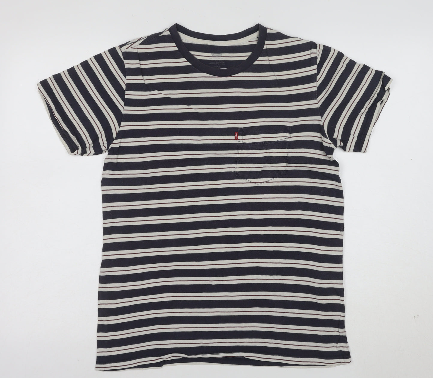 Levi's Men's Navy White Striped Cotton Crew Neck T-Shirt Size S