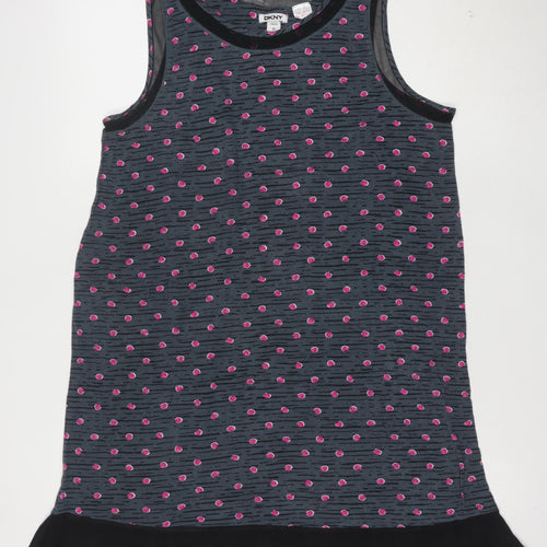 DKNY Women's Grey Polka Dot Tank Dress M Sleeveless Jersey