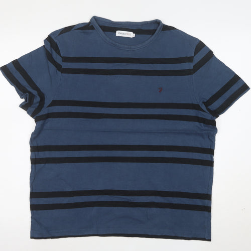 Farah 1920 Men's Blue Striped Cotton Short Sleeve T-Shirt Size L