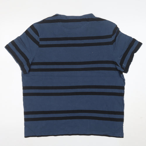 Farah 1920 Men's Blue Striped Cotton Short Sleeve T-Shirt Size L