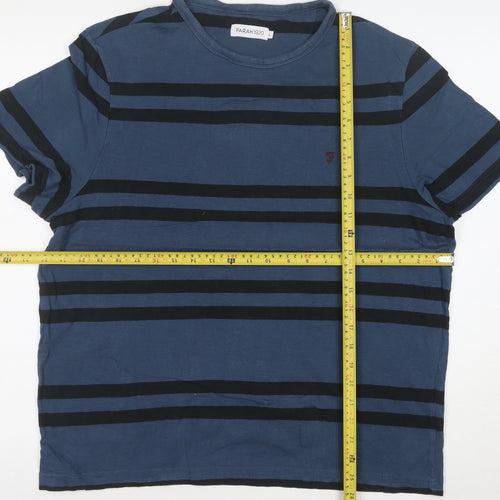 Farah 1920 Men's Blue Striped Cotton Short Sleeve T-Shirt Size L