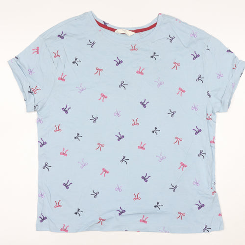 Marks and Spencer Women's Blue Bow Print Cotton T-Shirt M