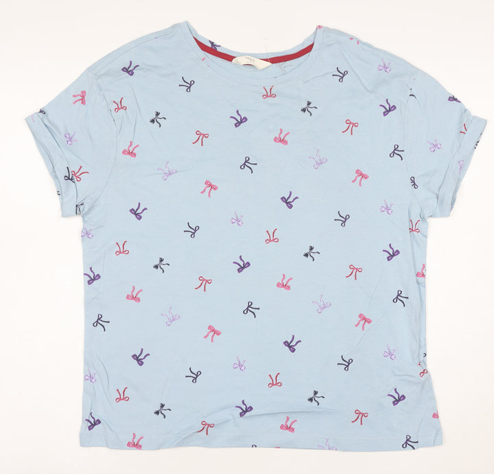 Marks and Spencer Women's Blue Bow Print Cotton T-Shirt M