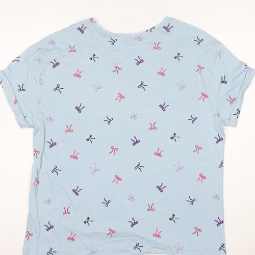 Marks and Spencer Women's Blue Bow Print Cotton T-Shirt M