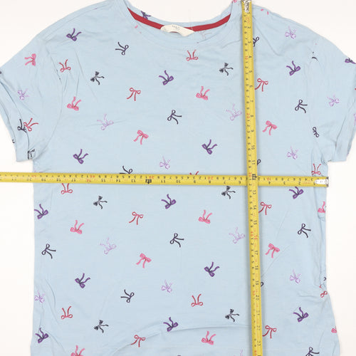 Marks and Spencer Women's Blue Bow Print Cotton T-Shirt M