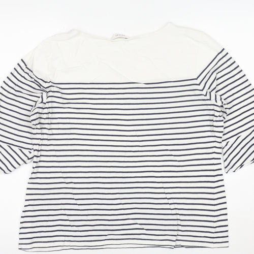 Precis Women’s White Striped 3/4 Sleeve Boat Neck Blouse Size L