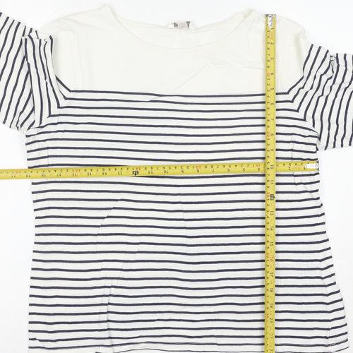 Precis Women’s White Striped 3/4 Sleeve Boat Neck Blouse Size L