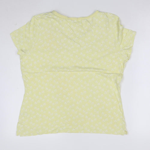 Marks and Spencer Women’s Yellow Floral Short Sleeve Cotton T-Shirt Size 14