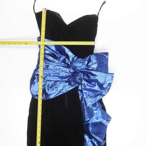 Ginese Sax Women's Black Velvet 80s Bodycon Cocktail Dress Size 10