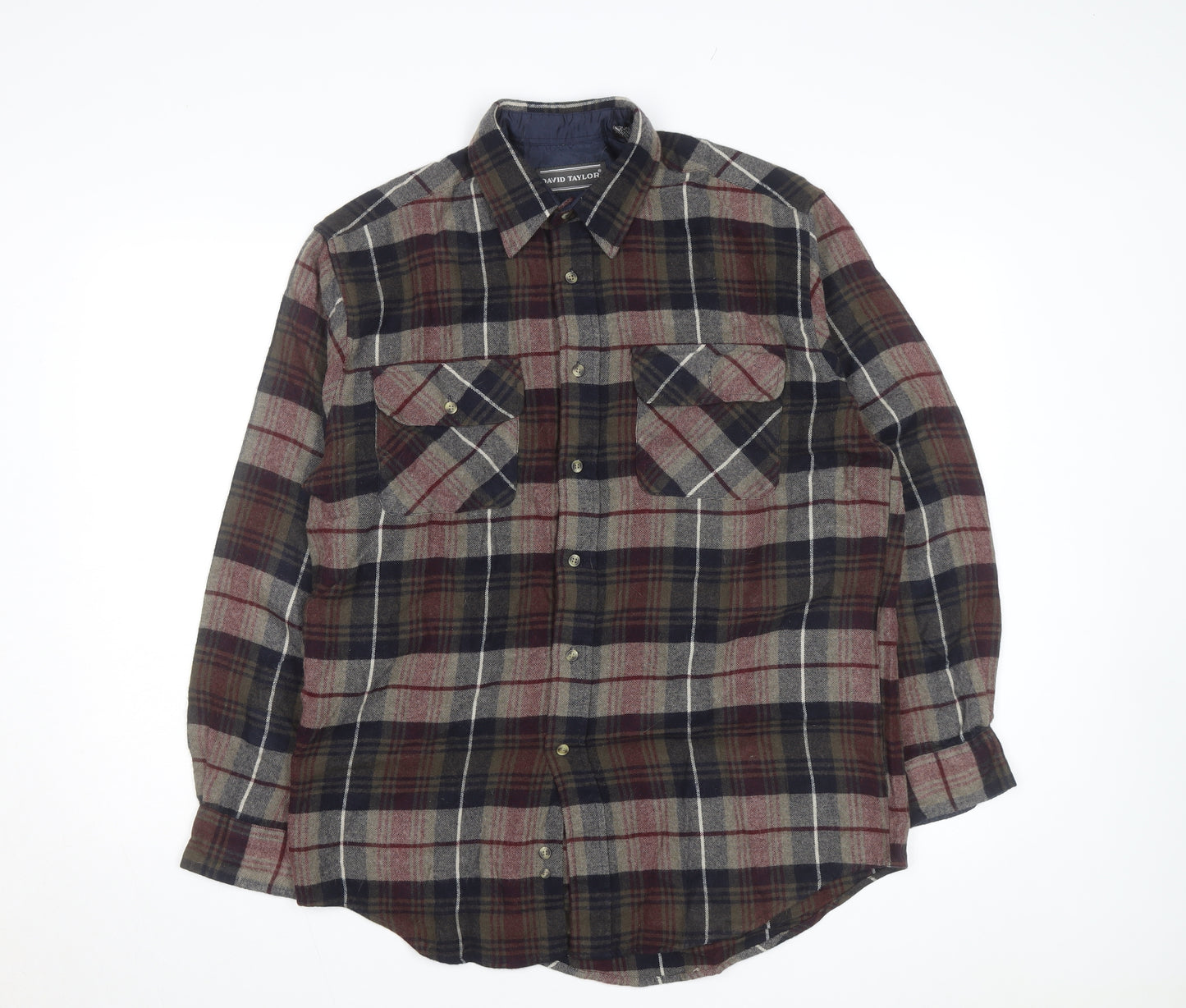 David Taylor Men’s Multicoloured Flannel Plaid Button-Up Shirt Size M