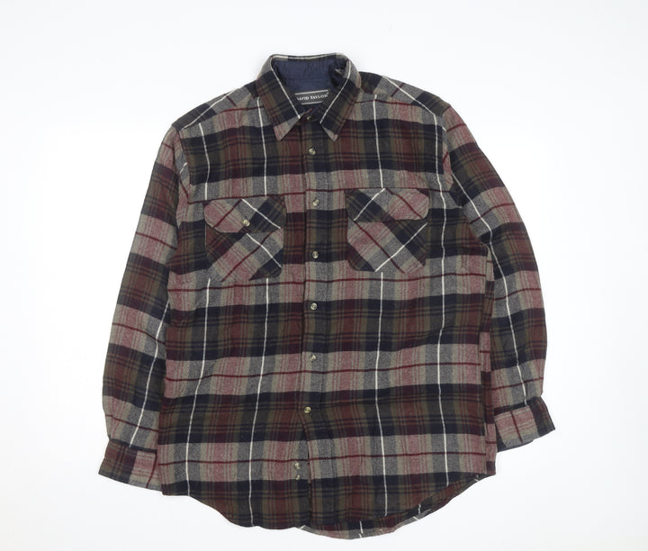David Taylor Men’s Multicoloured Flannel Plaid Button-Up Shirt Size M