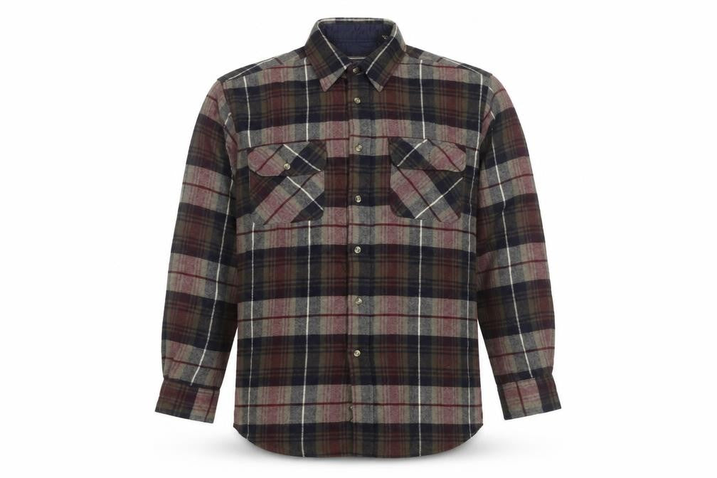 Front view of David Taylor Men’s Multicoloured Flannel Plaid Button-Up Shirt, size M