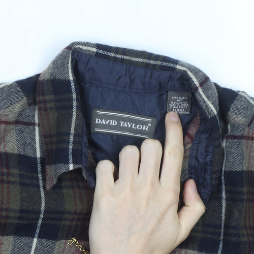 David Taylor Men’s Multicoloured Flannel Plaid Button-Up Shirt Size M