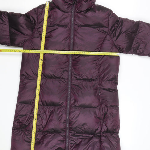 Eddie Bauer Women’s Purple Long Puffer Coat Hooded Down Size L