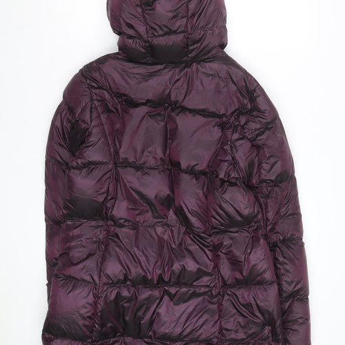 Eddie Bauer Women’s Purple Long Puffer Coat Hooded Down Size L