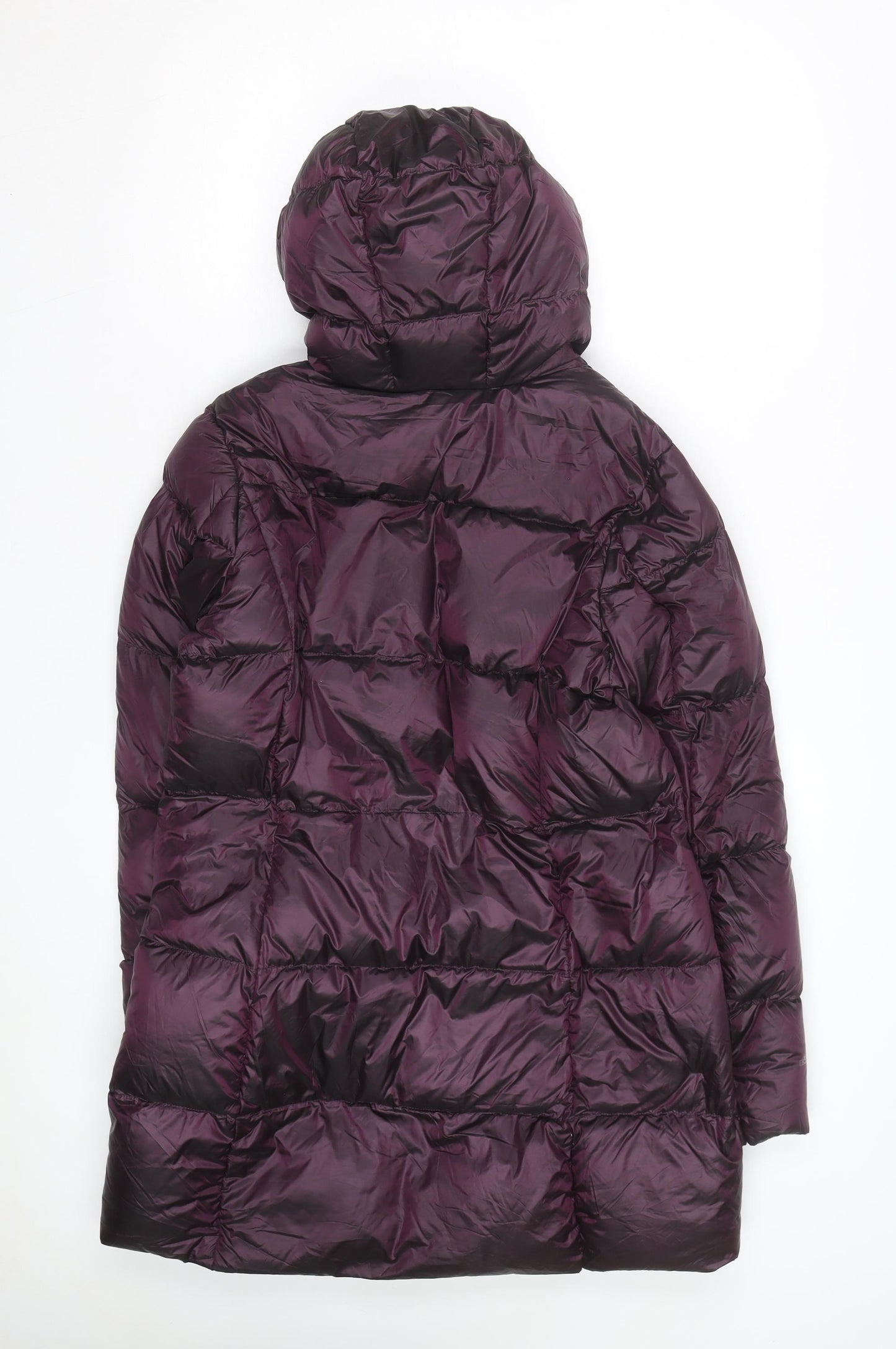 Eddie Bauer Women’s Purple Long Puffer Coat Hooded Down Size L