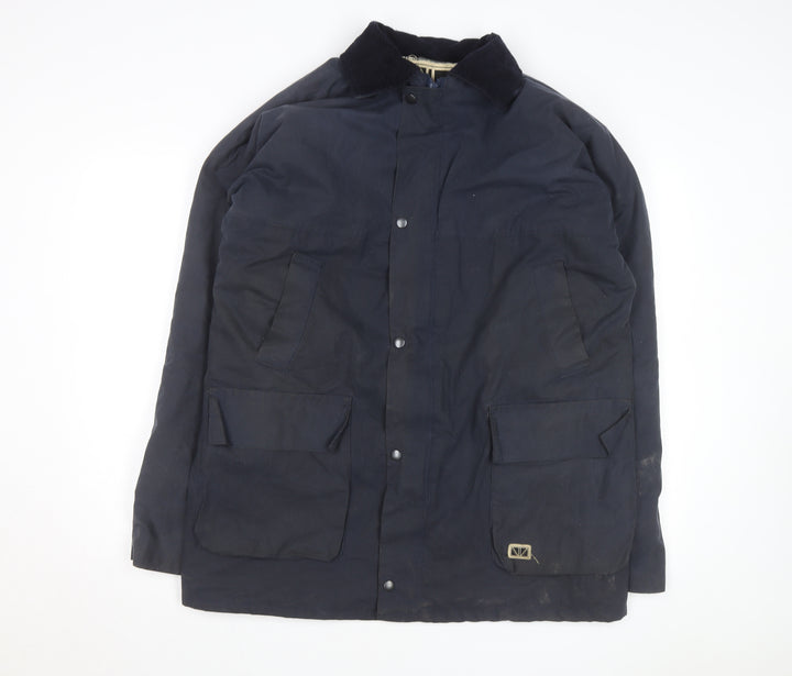 Brixtol Men's Blue Waxed Cotton Parka Coat Size M
