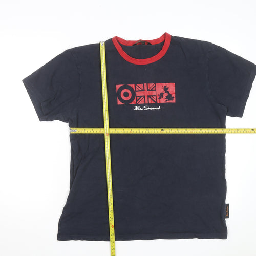 Ben Sherman Men's Blue Red Ringer Graphic T-Shirt Size L Patriotic