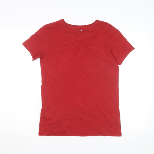 Napapijri Womens Red Cotton Crew Neck Short Sleeve T-Shirt Size 14