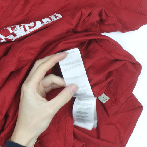 Napapijri Womens Red Cotton Crew Neck Short Sleeve T-Shirt Size 14