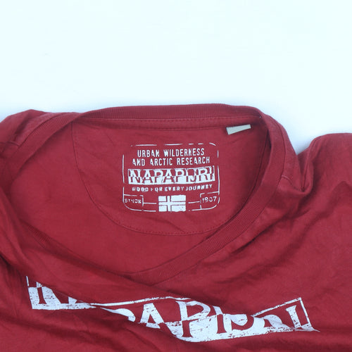 Napapijri Womens Red Cotton Crew Neck Short Sleeve T-Shirt Size 14
