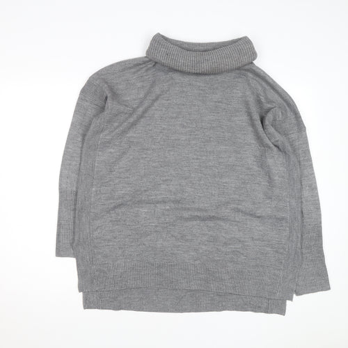 French Connection Women's Grey Roll Neck Wool Blend Jumper M