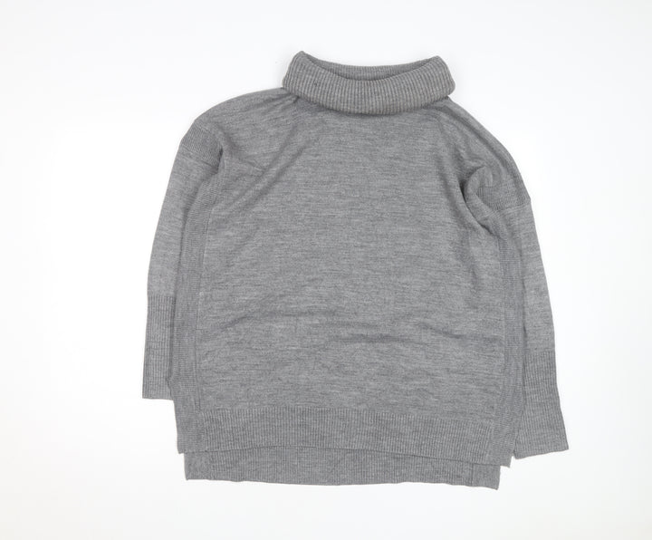 French Connection Women's Grey Roll Neck Wool Blend Jumper M