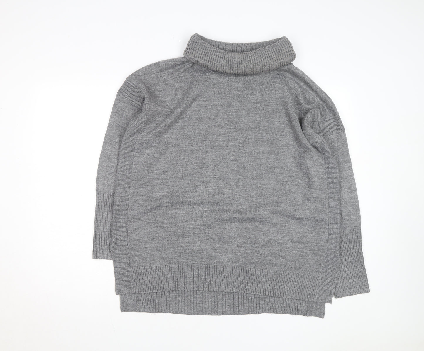 French Connection Women's Grey Roll Neck Wool Blend Jumper M
