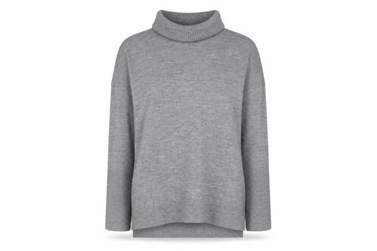 Front view of French Connection Women's Grey Roll Neck Wool Blend Jumper M