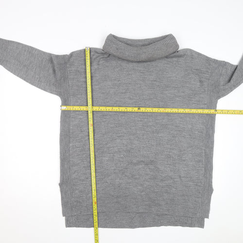 French Connection Women's Grey Roll Neck Wool Blend Jumper M