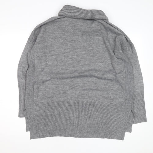 French Connection Women's Grey Roll Neck Wool Blend Jumper M