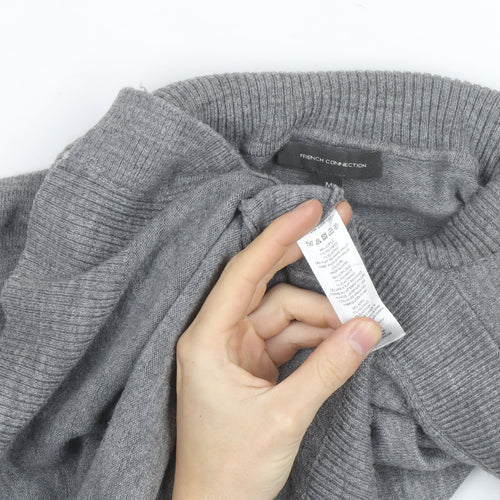 French Connection Women's Grey Roll Neck Wool Blend Jumper M